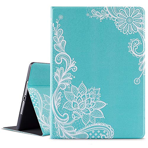 Vimorco Schutzhülle für iPad Air 2 / Air 1 / iPad 9,7 Zoll 2017 5. / iPad 6. Generation 2018, weiche TPU-Rückseite, stoßfestes Folio-Leder mit automatischer Wake/Sleep-Funktion, weiße Blume von Vimorco