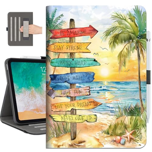 Vimorco Schutzhülle für iPad 10. / (A16) 11. Generation, mit Stifthalter/Handschlaufe/Tasche, verstellbarer Winkel, für iPadCover 11. / 10. Generation, Strandweg von Vimorco