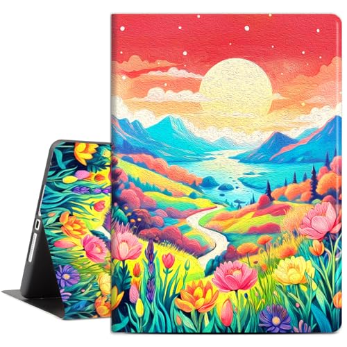 Vimorco Schutzhülle für iPad 27,7 cm (11 Zoll), stoßfest, leicht, Reisehülle, iPad 10. Generation, automatischer Schlaf-/Wachmodus, zarter Druck, buntes Tal von Vimorco