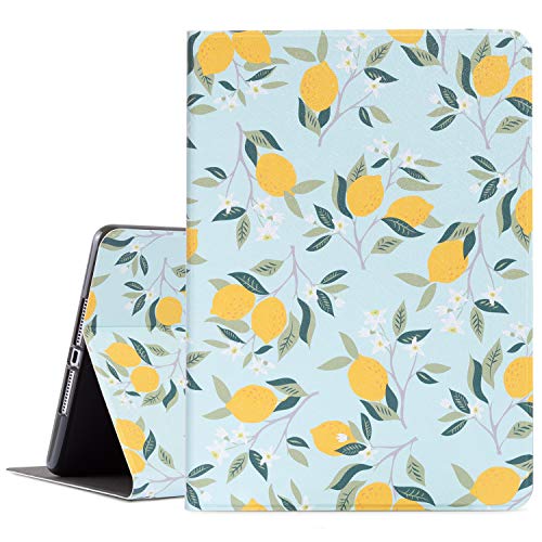 Vimorco Schutzhülle für iPad 9,7 Zoll 5. / 6. Generation 2017 2018, für iPad Air 1/2, Premium-Lederschutzhüllen, verstellbarer Ständer mit automatischer Wake/Sleep-Funktion, blaue Zitrone von Vimorco