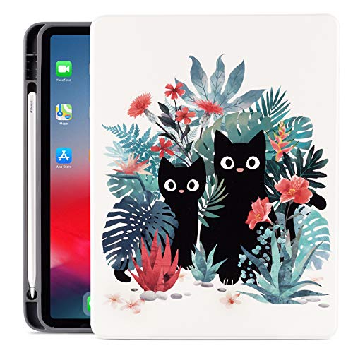 Vimorco Schutzhülle für iPad Pro 11, 2020 und 2018, mit Stifthalter, ultradünn, leicht, mit Standfunktion, automatische Wake-/Sleep-Funktion, Premium-Lederhülle, schwarze Katze von Vimorco