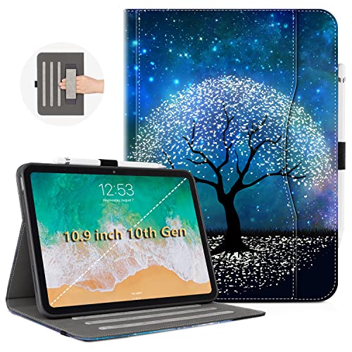 Vimorco Schutzhülle für iPad (A16) 11. Generation 11 Zoll 2025, für iPad 11. / 10. Generation Hülle mit Stifthalter/Handschlaufe/Tasche, verstellbarer Winkel für iPadCover 11./10. Generation, Baum des von Vimorco