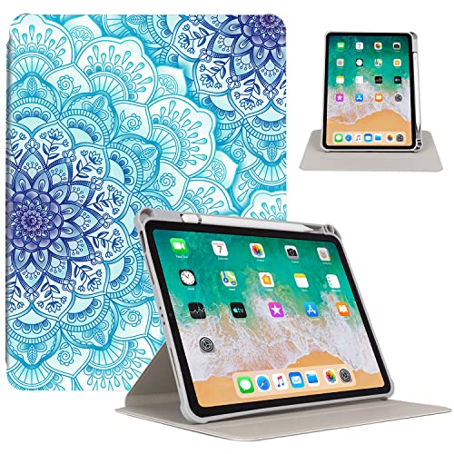 iPad 11 Zoll 2020/2022 Hülle, iPad Air 4/5 Hülle, Vimorco Stoßfeste, schlanke, leichte Hülle für Apple iPad Pro 11 Zoll 2021/2020/2018, 360 Grad drehbar mit Stifthalter, grüne Blume von Vimorco