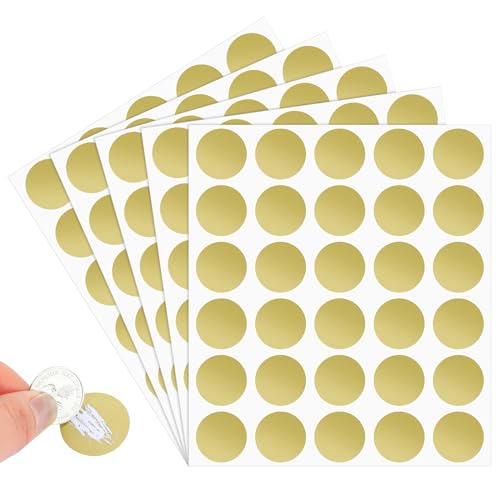 150 Stück 25 mm Runde Rubbelaufkleber, Rubbellose Gold Machen, Silber Rubbel Etiketten, DIY Rubbeletiketten, Selbstklebendes Rubbeletikett (Gold) von Vin Beauty