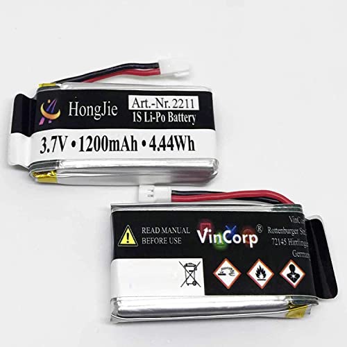 2X Lipo Akku 3,7V 1200mAh 1s 25C Walkera Stecker für Syma X5 SW FPV Drohne Quadrocopter UFO 903052 von VinCorp