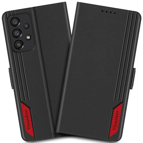 Vinanker Handyhülle für Galaxy A33 Hülle, Leder Klapphülle mit RFID Schutz Schutzhülle für Samsung Galaxy A33 5G (Schwarz) von Vinanker