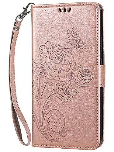 Vinanker Handyhülle für Samsung Galaxy M51 Hülle, Leder Klapphülle Handytasche Schutzhülle für Samsung Galaxy M51 (Rose Gold) von Vinanker