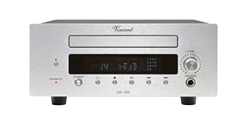 Vincent CD-200 High-End CD-Player mit Aluminium-Front, Wiedergabe von Audio-CD, integrierter Burr Brown D/A-Wandler, Fernbedienung, Silber von Vincent