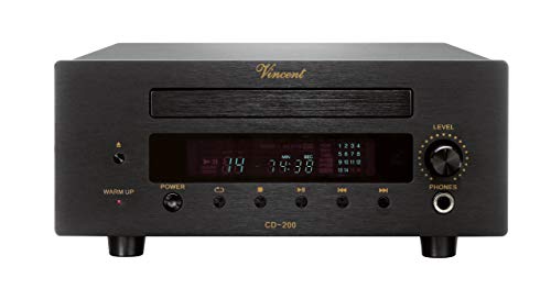Vincent CD-200 High-End CD-Player mit Aluminium-Front, Wiedergabe von Audio-CD, integrierter Burr Brown D/A-Wandler, Fernbedienung, schwarz von Vincent