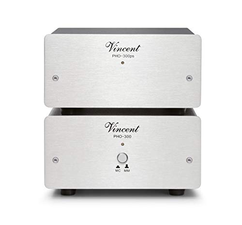 Vincent PHO-300 High-End Phonovorverstärker in Aluminium-Gehäuse, externes Netzteil, für Plattenspieler mit MM und MC-Abtast-Systemen, Silber von Vincent