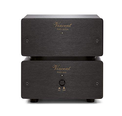 Vincent PHO-300 High-End Phonovorverstärker in Aluminium-Gehäuse, externes Netzteil, für Plattenspieler mit MM und MC-Abtast-Systemen, schwarz von Vincent