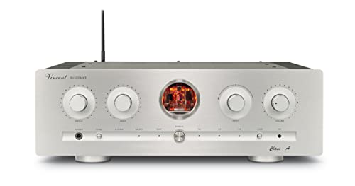 Vincent SV-237 MKII High-End HiFi Hybridverstärker, Warmer dynamischer Röhren-Sound, mit Bluetooth-Streaming und LED-Beleuchtung, 4 schraubbare Lautsprecher-Anschlüsse, Silber von Vincent