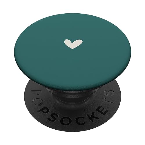 Dunkles Jadegrün - Niedlich Einfach Chic Boho Hand Gezeichnetes Herz PopSockets mit austauschbarem PopGrip von Vine Mercantile