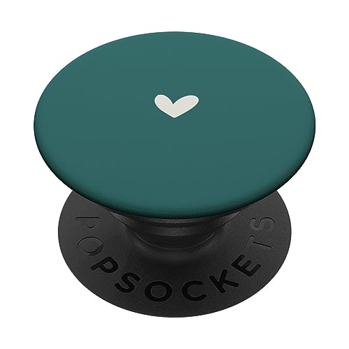 Vine Mercantile - Dunkles Jadegrün - Niedlich Einfach Chic Boho Hand Gezeichnetes Herz PopSockets Klebender PopGrip von Vine Mercantile