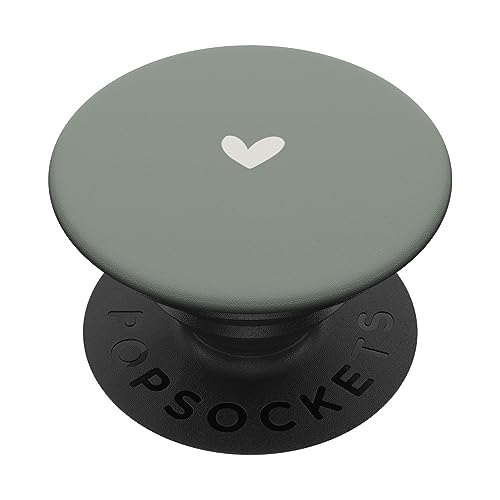 Dusty Sage Green - Süßes, schlichtes, schickes, handgezeichnetes Boho-Herz PopSockets mit austauschbarem PopGrip von Vine Mercantile