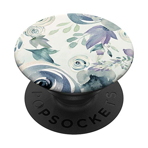 Elegantes Pastell Lavendel & Salbei Aquarell Floral PopSockets PopGrip: Ausziehbarer Sockel und Griff für Handys/Tablets mit Tauschbarem Top von Vine Mercantile