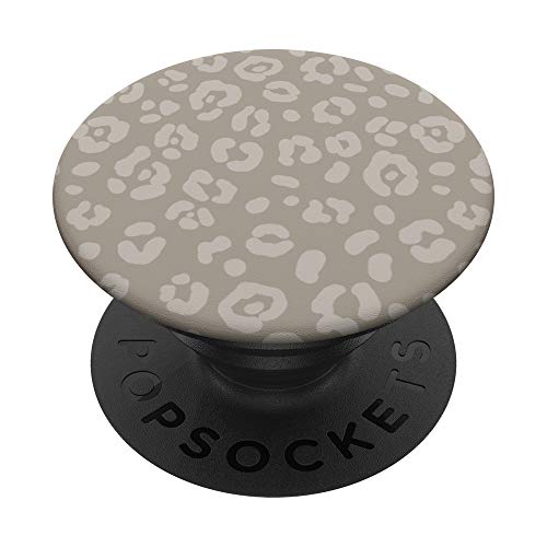 Greige - Schickes, elegantes Leoparden-Tierprint-Muster PopSockets PopGrip: Ausziehbarer Sockel und Griff für Handys/Tablets mit Tauschbarem Top von Vine Mercantile