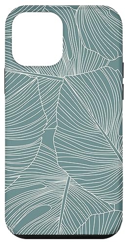 Hülle für iPhone 12 mini Modernes, minimalistisches tropisches Monstera-Blatt-Design (Dusty Teal) von Vine Mercantile
