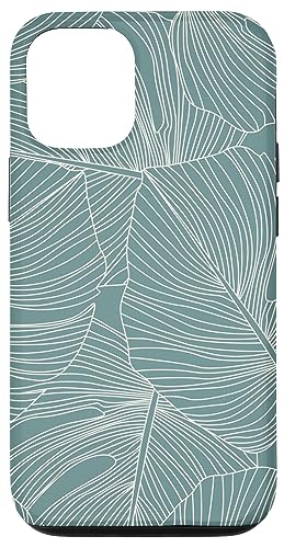 Hülle für iPhone 14 Modernes, minimalistisches tropisches Monstera-Blatt-Design (Dusty Teal) von Vine Mercantile