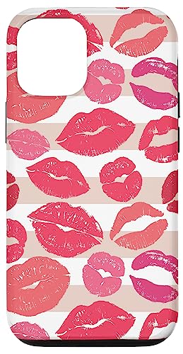 Hülle für iPhone 15 Pro Niedliches Rosa Lippen Print Lippenstift Kuss Muster von Vine Mercantile