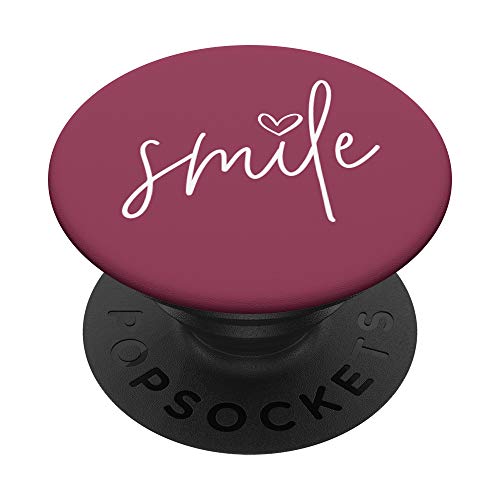 Lächeln Positives Inspirierendes Zitat - Deep Berry PopSockets PopGrip: Ausziehbarer Sockel und Griff für Handys/Tablets mit Tauschbarem Top von Vine Mercantile