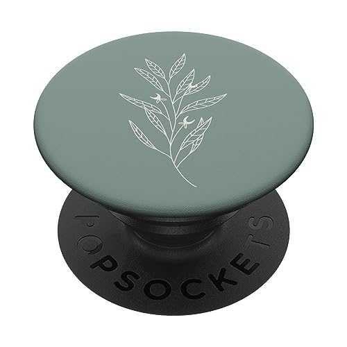 Zartes Boho-Motiv Botanische Blätter, staubiges Jadegrün PopSockets Klebender PopGrip Zartes Boho-Motiv Botanische Blätter, staubiges Jadegrün PopSockets Klebender PopGrip von Vine Mercantile