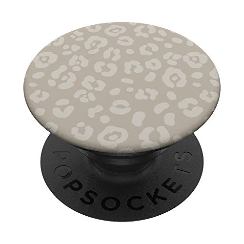 Sand Beige - Schickes, elegantes Leoparden-Tierprint-Muster PopSockets PopGrip: Ausziehbarer Sockel und Griff für Handys/Tablets mit Tauschbarem Top von Vine Mercantile