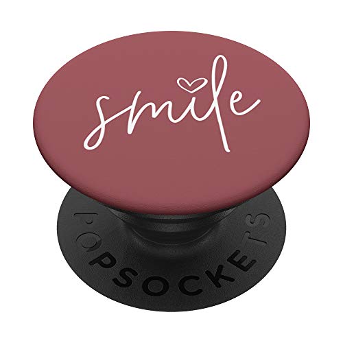 Smile Positive Inspirational Quote - Dark Rose Pink PopSockets PopGrip: Ausziehbarer Sockel und Griff für Handys/Tablets mit Tauschbarem Top Smile Positive Inspirational Quote - Dark Rose Pink PopSockets PopGrip: Ausziehbarer Sockel und Griff für Handys/Tablets mit Tauschbarem Top von Vine Mercantile