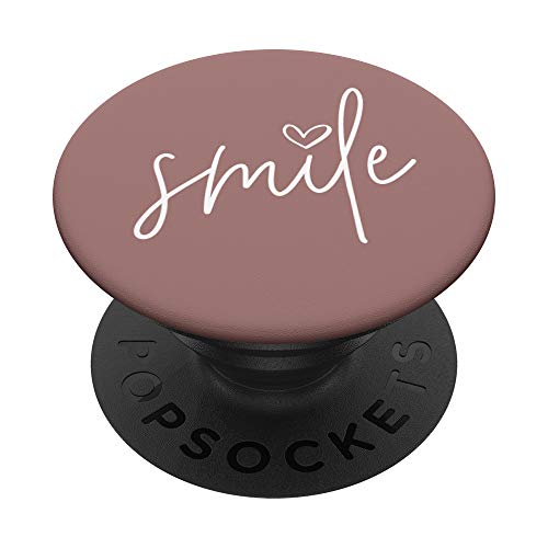 Smile Positive Inspirational Quote - Dark Rose Purple PopSockets PopGrip: Ausziehbarer Sockel und Griff für Handys/Tablets mit Tauschbarem Top von Vine Mercantile