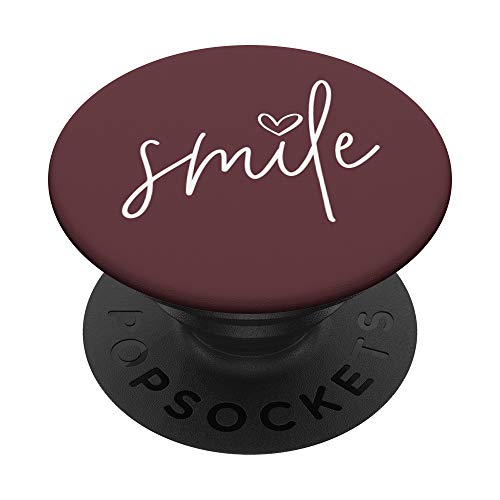 Smile Positive Inspirational Quote - Deep Burgundy PopSockets PopGrip: Ausziehbarer Sockel und Griff für Handys/Tablets mit Tauschbarem Top von Vine Mercantile