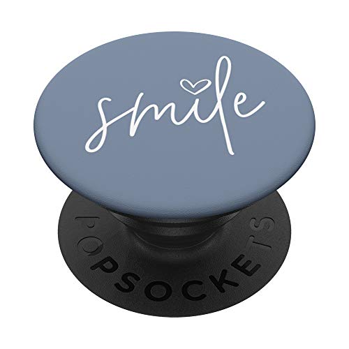 Smile Positive Inspirational Quote - Dusty Blue PopSockets PopGrip: Ausziehbarer Sockel und Griff für Handys/Tablets mit Tauschbarem Top von Vine Mercantile
