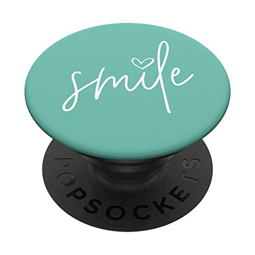 Smile Positive Inspirational Quote - Island Mint Green PopSockets PopGrip: Ausziehbarer Sockel und Griff für Handys/Tablets mit Tauschbarem Top von Vine Mercantile