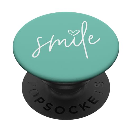 Smile Positive Inspirational Quote - Island Mint Green PopSockets PopGrip: Ausziehbarer Sockel und Griff für Handys/Tablets mit Tauschbarem Top von Vine Mercantile