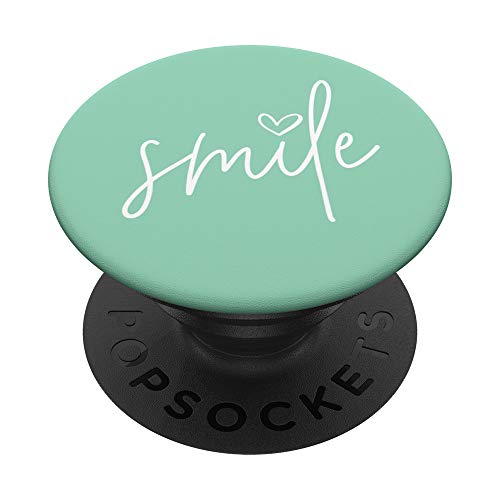 Smile Positive Inspirational Quote - Mintgrün PopSockets PopGrip: Ausziehbarer Sockel und Griff für Handys/Tablets mit Tauschbarem Top von Vine Mercantile
