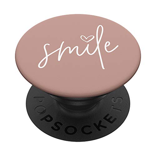 Smile Positive Inspirational Quote - Rose Beige PopSockets PopGrip: Ausziehbarer Sockel und Griff für Handys/Tablets mit Tauschbarem Top von Vine Mercantile