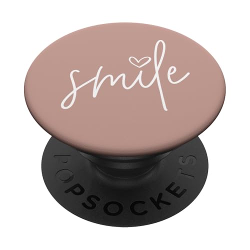 Smile Positive Inspirational Quote - Rose Beige PopSockets PopGrip: Ausziehbarer Sockel und Griff für Handys/Tablets mit Tauschbarem Top von Vine Mercantile