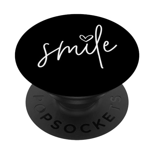 Smile Positive Inspirational Quote - Schwarz PopSockets PopGrip: Ausziehbarer Sockel und Griff für Handys/Tablets mit Tauschbarem Top von Vine Mercantile