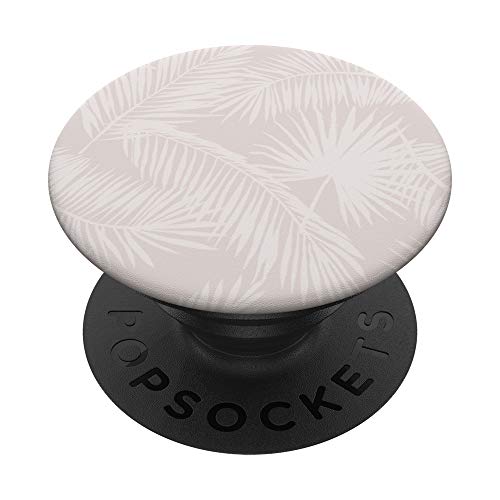 Tropisches botanisches Palmblatt-Sommermuster - helles Taupe PopSockets PopGrip: Ausziehbarer Sockel und Griff für Handys/Tablets mit Tauschbarem Top von Vine Mercantile