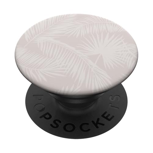 Tropisches botanisches Palmblatt-Sommermuster - helles Taupe PopSockets PopGrip: Ausziehbarer Sockel und Griff für Handys/Tablets mit Tauschbarem Top PopSockets Klebender PopGrip von Vine Mercantile