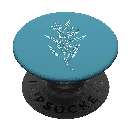 Zartes Boho-Motiv Botanische Blätter, Ozeanblau PopSockets mit austauschbarem PopGrip von Vine Mercantile