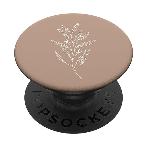 Zartes Boho-Motiv Botanische Blätter Neutral Tan Beige PopSockets mit austauschbarem PopGrip von Vine Mercantile