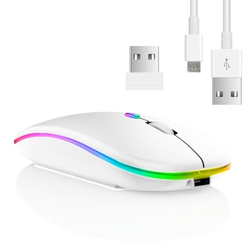 Maus Kabellos bluetooth maus wireless mouse mäuse wiederaufladbar,ergonomische maus kabellose maus laptop maus 3DPI 2.4G mit USB-Empfänger 7farbige Hintergrundbeleuchtung computer maus laptop maus von Vinmooog