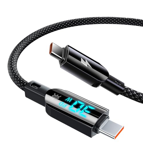 USB C auf USB C Kabel PD 30W schnellladekabel Laden USB Typ C Kabel usb c kabel mit display Nylon geflochten Kompatibel mit iPhone 15 Plus Pro Galaxy S24 Plus Ultra S23 S22 Huawei Xiaomi Redmi (1.2M) von Vinmooog