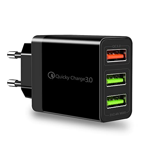 USB ladegerät netzteil stecker schnellladegerät Adapter,3Ports ladegerät mehrfach Mobile Phone Mains Chargers QC 3.0 High-Speed ladeadapter für Phone (3USB) von Vinmooog