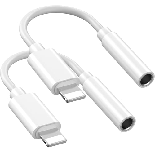Vinmooog Adapter für iPhone,【MFi Zertifiziert】 Lightning auf 3.5-mm-Kopfhöreranschluss,Aux-Adapter, Dongle, Audio-Kopfhörer-Konverter Kompatibel für iPhone14Pro/14/13/12/SE/11/X/XS/8/7（2 Pack） von Vinmooog