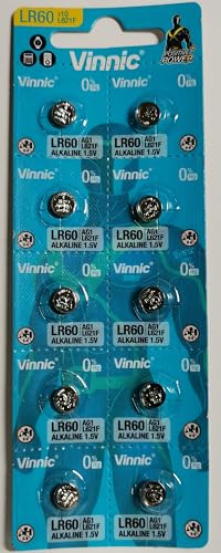 Vinnic AG1 L621 LR60 Alkaline Batterie (10 Pack), verwendet in Uhren, Taschenrechnern, Spielzeugen, Lasern, Uhren, Thermometern und vielen Anderen elektronischen Gegenständen. von Vinnic