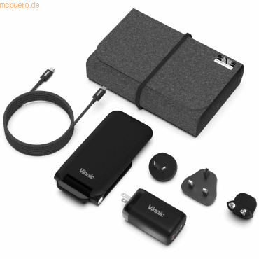 Vinnicpower Vinnic TRIVOR 3-in-1 Travel Kit (65W, Dock, 1.2m c), black von Vinnicpower