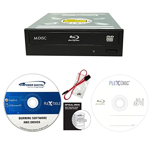 Digital LG HLDS WH16NS58DUP 16X Blu-ray BDXL DVD CD Interner Brenner Laufwerk Bundle mit 25 GB BD-R + SATA-Kabel + Befestigungsschrauben von Vinpower Digital