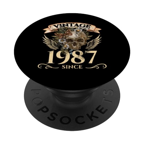 Vintage 1987 Totenkopf 36. Geburtstag PopSockets mit austauschbarem PopGrip von Vintage 1987 Totenkopf Geburtstagsgeschenke