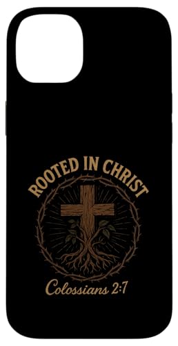 Verwurzelt in Christus – Christliches Jesus-Kreuz Hülle für iPhone 14 Plus von Vintage Faith Belief Devotion Spiritual Religious